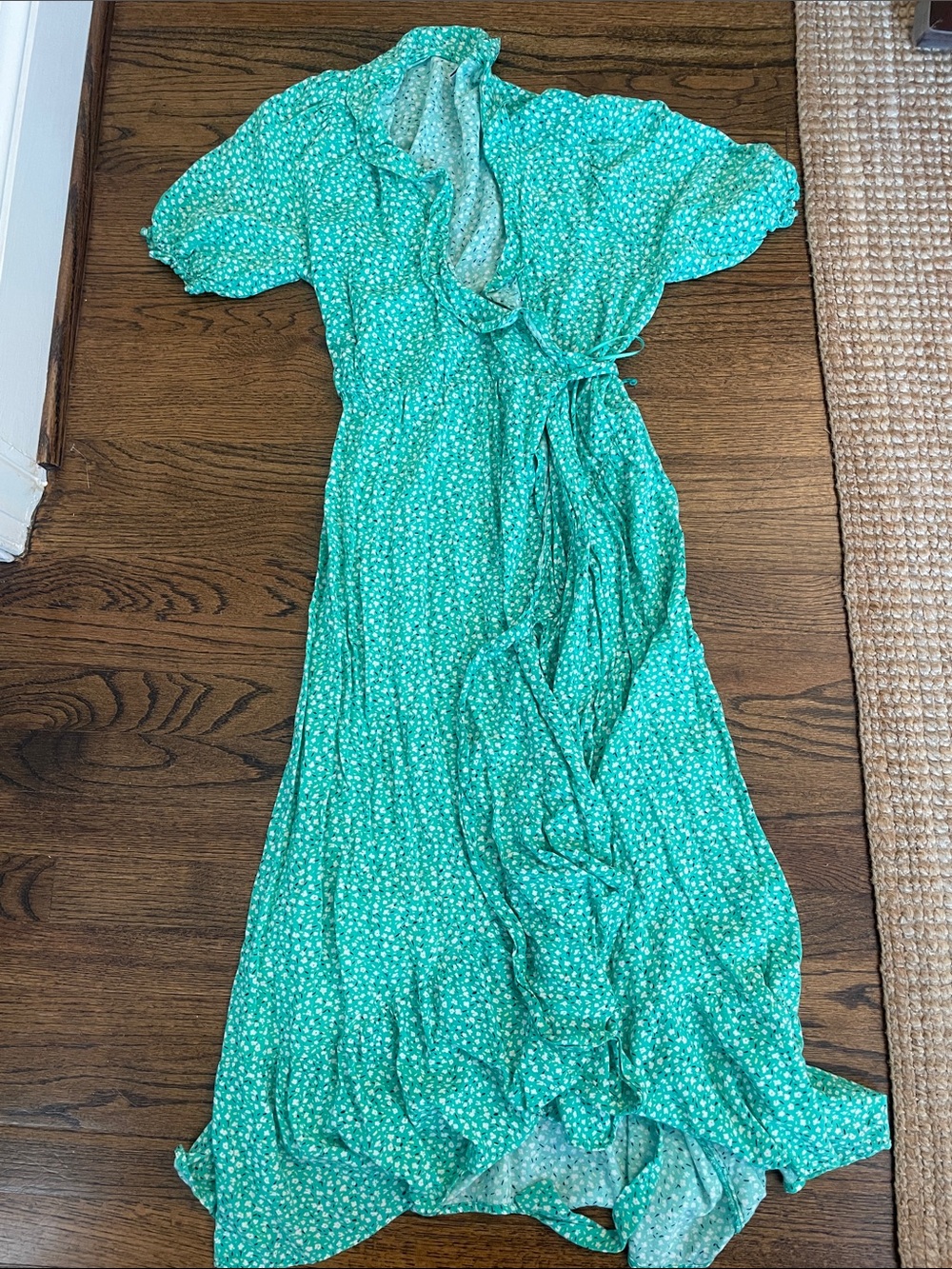 Old Navy Teal Green Floral Wrap Maxi Dress